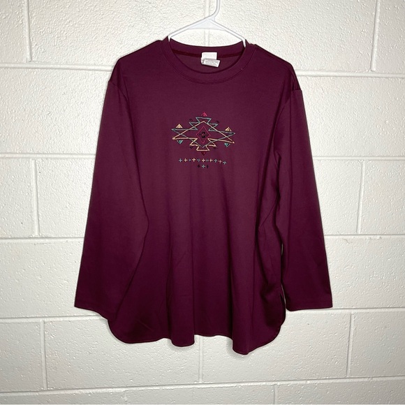 links Tops - < Vintage Links Aztec Embroidered Long Sleeve >